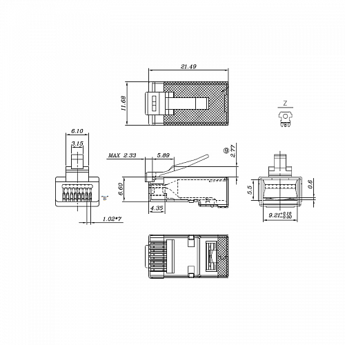 PLUG-8P8C-U-C5-SH-100
