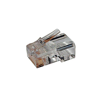 Разъем RJ-45(8P8C) под витую пару, категория 5e (50 µ"/ 50 микродюймов), универсальный (для одножильного и многожильного кабеля) (100 шт)