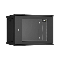 Настенный разборный шкаф TLK 19", 9U, стеклянная дверь, Ш600хВ436хГ450мм, 1 пара монтажных направляющих, черный