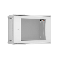 Настенный разборный шкаф TLK 19", 9U, стеклянная дверь, Ш600хВ436хГ350мм, 1 пара монтажных направляющих, серый