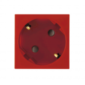 Розетка 2к+З с защитными шторками (45х45) , красная