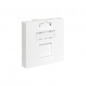 Вставка розеточная TERACOM PRO 45x45мм формат Mosaic на 1 модуль Keystone со шторкой и маркером белая