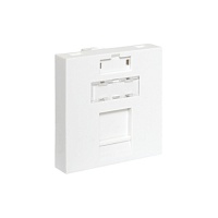 Вставка розеточная TERACOM PRO 45x45мм формат Mosaic на 1 модуль Keystone со шторкой и маркером белая