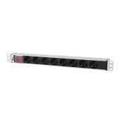 Гор блок розеток Rem-10, 1×10A, выкл, 8S, 19", вход C14