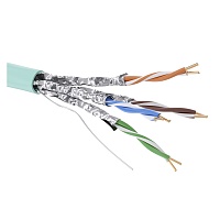 Кабель витая пара кат. 6A экранированный U/FTP, 4 пары, нг(А)-HF, цветвнешней оболочки аква, катушка 500 м