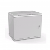 Шкаф настенный 19-дюймовый (19"), 12U, 650x600х600мм, стальная дверь, несъемные стенки, 1 пара профилей, цвет серый (RAL 7035) (собранный)