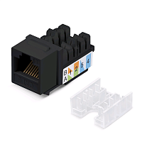 Вставка Keystone Jack RJ-45, категория 5e, заделка тип 110, черная, со стяжкой