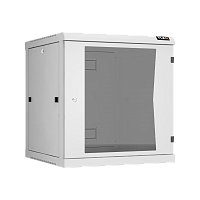 Настенный разборный шкаф TLK 19", 12U, стеклянная дверь, Ш600хВ636хГ600мм, 2 пары монтажных направляющих, серый