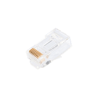 Коннектор  NIKOMAX RJ45/8P8C под витую пару, Кат.5е (Класс D), 100МГц, покрытие 50мкд, универсальные ножи, сквозной, неэкранированный, круглый ввод, у