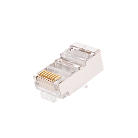 Коннектор NIKOMAX RJ45/8P8C под витую пару, Кат.6 (Класс E), 250МГц, покрытие 50мкд, универсальные ножи, экранированный, круглый ввод, уп-ка 100шт.