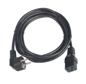 Кабель питания TLK, вход - евровилка с заземлением (Schuko, CEE 7/7) , выход - разъём C19 (IEC 60320),  3x1.5мм2, 3 м, 250В 16A, черный
