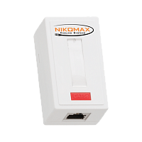 Настенная розетка NIKOMAX, 1 порт, Кат.5e (Класс D), 100МГц, RJ45/8P8C, 110/KRONE, T568A/B, на печатной плате, экранированная, белая - гарантия: 5 лет