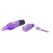 Разъем RJ-45 (8P8C) под витую пару, полевая заделка, категория 6, неэкранированный, для одножильного кабеля, зажимной (защелка) хвостовик, фиолетовый