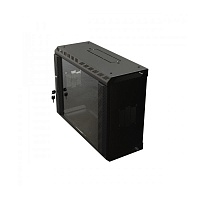Шкаф настенный 19-дюймовый (19"), 22U, 1086х600х250, со стеклянной дверью, несъемные боковые панели, цвет черный (RAL 9004) (собранный)