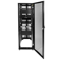 Шкаф серверный ПРОФ напольный 42U (800x1200) дверь перфор., задние двойные перфор., черный, в сборе