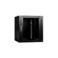 Шкаф телекоммуникационный настенный разобранный 19" 12U 600x600x635mm (ШхГхВ) дверь стекло, цвет черный (RAL 9004)