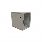 Шкаф настенный 19-дюймовый (19"), 27U, 1304x600х800мм, стеклянная дверь с перфорацией по бокам, ручка с замком, цвет серый (RAL 7035) (разобранный)