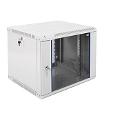 Шкаф телекоммуникационный настенный разборный ЭКОНОМ 9U (600х350) дверь стекло, цвет черный