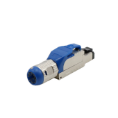 Разъем полевой оконцовки RJ-45 (8P8C) под витую пару, для одножильного кабеля, toolless, категория 8, экранированный, накручивающийся хвостовик, синий