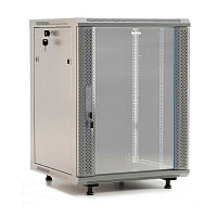 Шкаф настенный 19-дюймовый (19"), 18U, 920x600х450мм, стеклянная дверь с перфорацией по бокам, ручка с замком, с возможностью установки на ножки (в ко