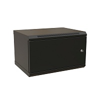 Шкаф настенный 19-дюймовый (19"), 9U, 500x600х450мм, металлическая передняя дверь с замком, две боковые панели, цвет черный (RAL 9004) (разобранный)
