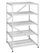 Стеллаж разборный, Высота 1243 мм, Ширина 750 мм, Глубина 675 мм, пять полок, на основе цельносварных рам, цвет серый RAL 7035