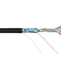 Кабель NIKOLAN F/UTP 4 пары, Кат.5e (Класс D), тест по ISO/IEC, 100МГц, одножильный, BC (чистая медь), 24AWG (0,50мм), внешний, PE до -60С, черный, 30
