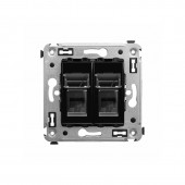 Телефонная розетка RJ-12 в стену двойная, "Avanti", "Черный квадрат"