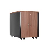 Шкаф Серверный Звукоизолированный 32U, 750х1130, двустворчатые двери, отделка ясень Шимо темный 3128, цвет металлического корпуса черный