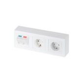 Рабочее место стандартное, наст. исп., 227х84, 2 модуля RJ-45 категория 5e UTP, 2 розетки Shuko белые, цвет белый