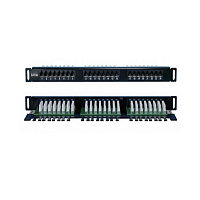 Патч-панель высокой плотности 19", 0.5U, 24 порта RJ-45, категория 5E, Dual IDC