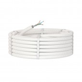 Элетротруба из ПЛЛ не содержит галогенов, гибкая гофрированна д. 16 мм, цвет белый, с кабелем витая пара 5EU/UTP нг(А)-HF, 50 м