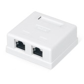 Розетка компьютерная RJ-45, категория 5e, экранированная, двойная, внешняя, Dual IDC, цвет белый