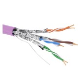 Кабель витая пара кат. 6A экранированный U/FTP, 4 пары, нг(А)-HF,цвет внешней оболочки фиолетовый катушка 500 м