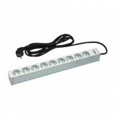 Блок розеток для 19" шкафов, 1U, однофазный 16A, 9 розеток UTE, кабель питания 3м.