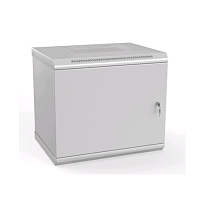Шкаф настенный 19-дюймовый (19"), 12U, 650x600х450мм, стальная дверь, несъемные стенки, 1 пара профилей, цвет серый (RAL 7035) (собранный)