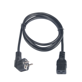 Кабель питания TLK, вход - евровилка с заземлением (Schuko, CEE 7/7) , выход - разъём C19 (IEC 60320),  3x1.5мм2, 1.8 м, 250В 16A, черный