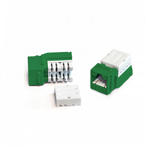 Hyperline KJNE-8P8C-C6-90-GN Вставка Keystone Jack RJ-45(8P8C), категория 6, 110 IDC, заделка с помо