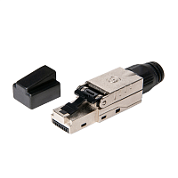 Коннектор RJ45/8P8C под витую пару, универсальный, 500 МГц, 50µ, T568B, самозажимной, полный экран