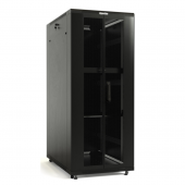 Шкаф напольный 19-дюймовый, 42U, 2055x800х800 мм (ВхШхГ), передняя и задняя распашные перфор.двери (75%), ручка с замком, крыша нового типа,9004,разоб