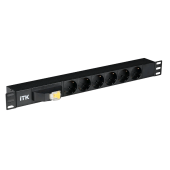 ITK PDU 6 роз. нем. ст. с автом.10А 1U, вх.С14 без каб. чер.