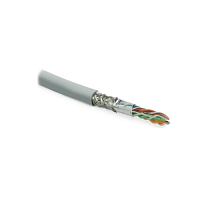 Кабель витая пара, экранированная SF/UTP, категория 6, 4 пары (26 AWG), многожильный (patch), экран - фольга + медная оплетка, LSZH, серый
