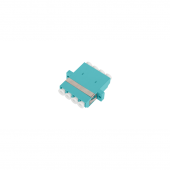 Адаптер NIKOMAX волоконно-оптический, соединительный, многомодовый, стандарта OM3, LC/UPC-LC/UPC, квадро, пластиковый, без шторки, с фланцами, аква, у