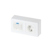 Рабочее место для принтера, наст. исп., 157х84, 1 модуль RJ-45, категория 6 UTP, 1 розетка Shuko белая, цвет белый