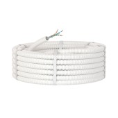 Элетротруба из ПЛЛ не содержит галогенов, гибкая гофрированна д. 16 мм, цвет белый, с кабелем витая пара 5EU/UTP нг(А)-HF, 100 м