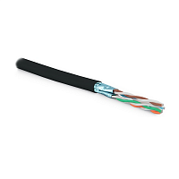 Кабель витая пара U/FTP, кат. 6, 4 пары (23 AWG), одножильный (solid), фольгир. пары, внешний, LSZH нг(А)-HF, -40°C-+75°C, черный-гарантия: 15 лет ком