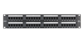 Коммутационная панель NETLAN 19", 2U, 48 портов, Кат.5e (Класс D), 100МГц, RJ45/8P8C, 110/KRONE, T568A/B, неэкранированная, черная