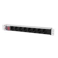 Гор блок розеток Rem-10, 1×10A, выкл, 8S, 19", шнур 1,8м C14