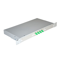 Кросс 19", предсобранный 1U, 8 портов FC, 9/125 mm, (розетки, сплайс, КДЗС, пигтейлы)