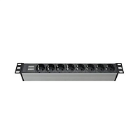 БРП 19" 16A с индикацией Вых: 8хSchuko, Вх:SchukoX2м